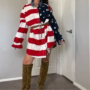 Vintage Roper• 2XL American Flag Patriotic button down shirt